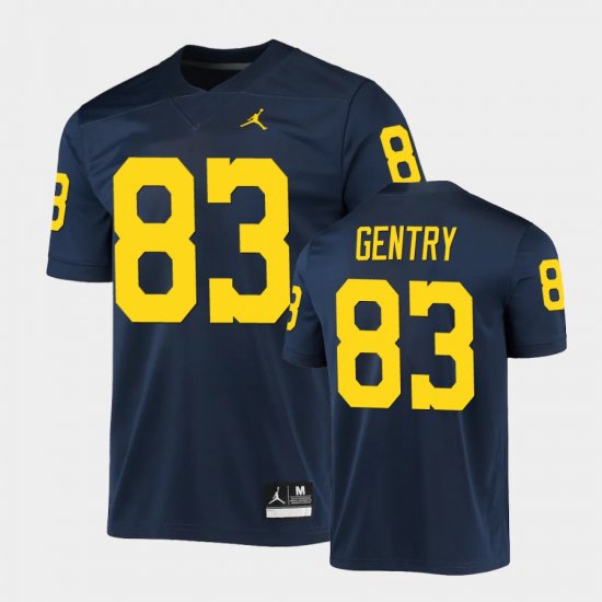 #83 Zach Gentry Game Michigan Mens Navy Jersey 598876-690