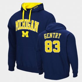 #83 Zach Gentry Arch & Logo 2.0 Michigan Pullover Men's Navy Hoodie 838194-425 #83 Zach Gentry Arch & Logo 2.0 Michigan Pullover Men's Navy Hoodie 838194-425