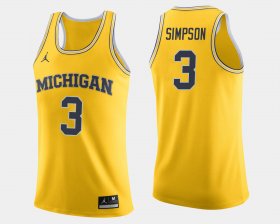 #3 Zavier Simpson College Basketball University of Michigan Jordan Brand Men Maize Jersey 734164-199