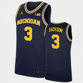 #3 Zeb Jackson Replica Michigan Wolverines College Basketball Men's Navy Jersey 910523-366