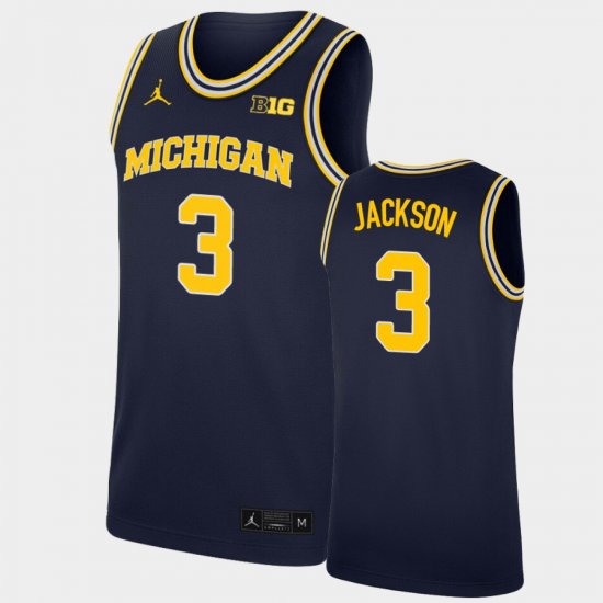 #3 Zeb Jackson Replica Michigan Wolverines College Basketball Men\'s Navy Jersey 910523-366