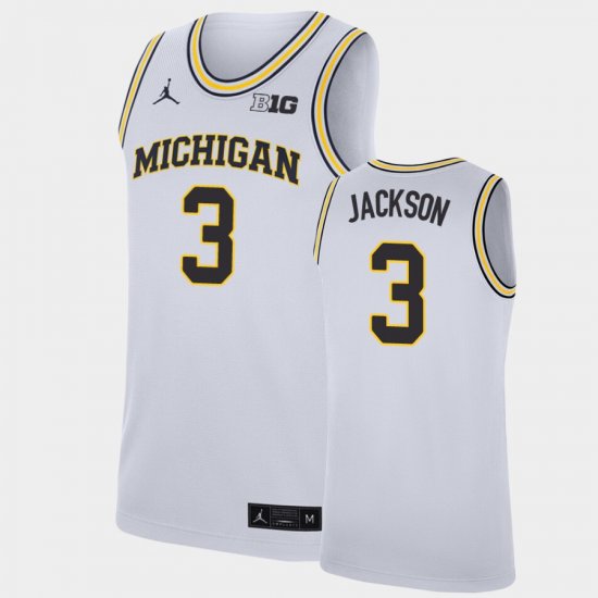 #3 Zeb Jackson Replica Michigan College Basketball Mens White Jersey 137783-969