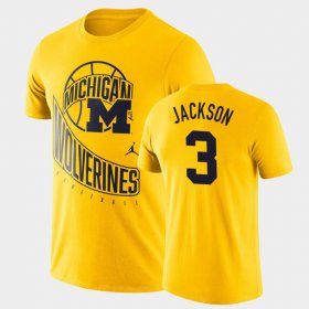 #3 Zeb Jackson Retro Basketball Michigan Men's Maize T-Shirt 468081-978 #3 Zeb Jackson Retro Basketball Michigan Men's Maize T-Shirt 468081-978