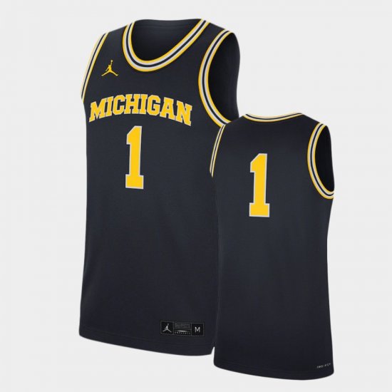 #1 Replica Michigan Wolverines Basketball Men Navy Blue Jersey 502226-379