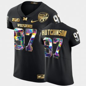 #97 Aidan Hutchinson 2021 Orange Bowl Michigan Golden Diamond Edition Mens Black Jersey 979868-610