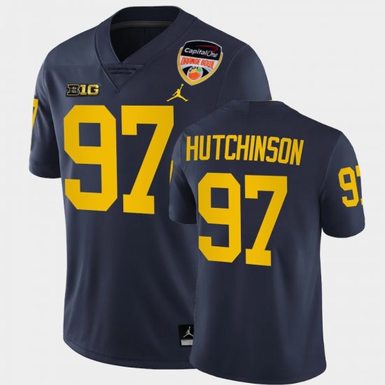 #97 Aidan Hutchinson 2021 Orange Bowl Michigan College Football Playoff Men\'s Navy Jersey 311847-933