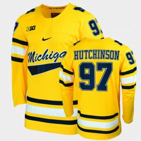 #97 Aidan Hutchinson College Hockey Michigan Hockey Alumni Player Men Maize Jersey 371696-146