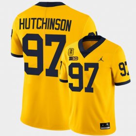 #97 Aidan Hutchinson College Football Michigan Wolverines TM 42 Patch Honor Tate Myre Mens Maize Jersey 911040-513