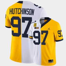 #97 Aidan Hutchinson College Football Michigan TM 42 Patch Split Limited Edition Men's White Maize Jersey 779892-410