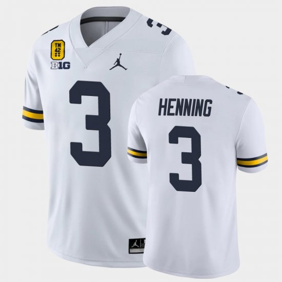 #3 A.J. Henning College Football University of Michigan TM 42 Game Mens White Jersey 615231-750