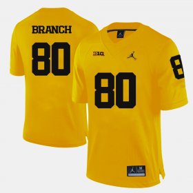 #80 Alan Branch College Football Michigan Men's Yellow Jersey 518443-361