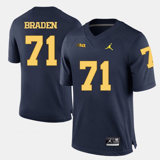 #71 Ben Braden College Football Michigan Men Navy Blue Jersey 467865-119