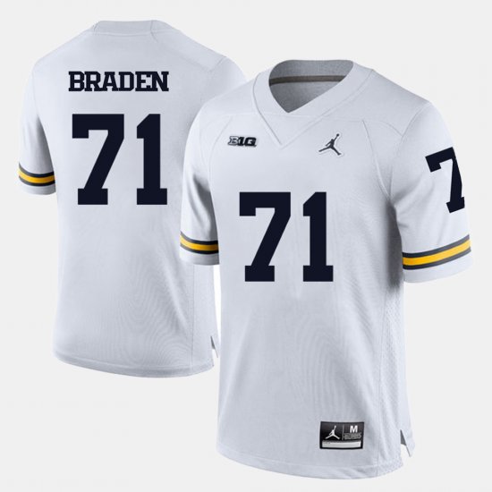 #71 Ben Braden College Football Wolverines Men\'s White Jersey 435767-572