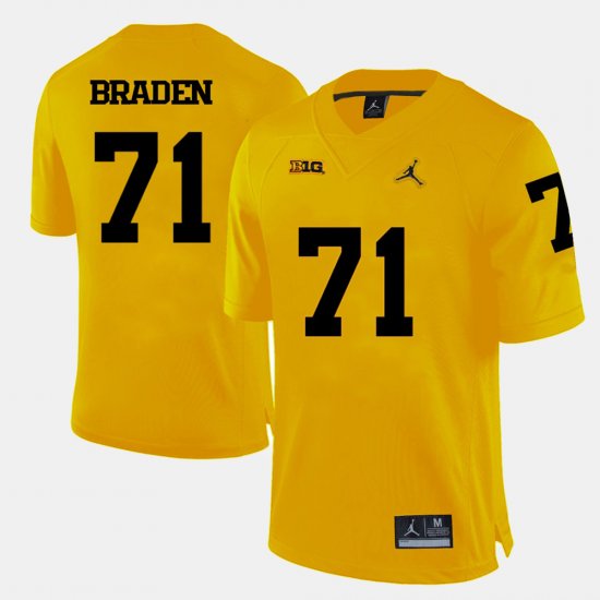 #71 Ben Braden College Football University of Michigan Men\'s Yellow Jersey 918257-533