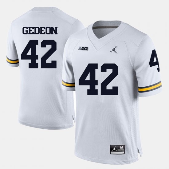 #42 Ben Gedeon College Football Michigan Men White Jersey 710543-140