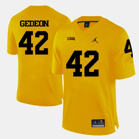 #42 Ben Gedeon College Football Michigan Men Yellow Jersey 394479-708