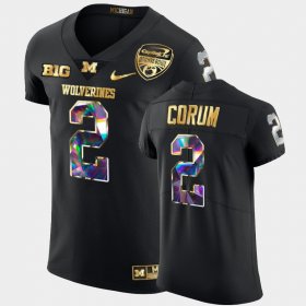 #2 Blake Corum 2021 Orange Bowl Wolverines Golden Diamond Edition Men's Black Jersey 818883-428