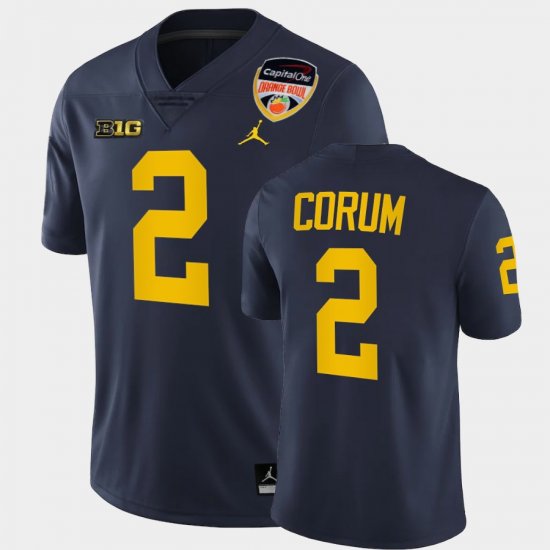 #2 Blake Corum 2021 Orange Bowl Michigan College Football Playoff Men\'s Navy Jersey 229429-125