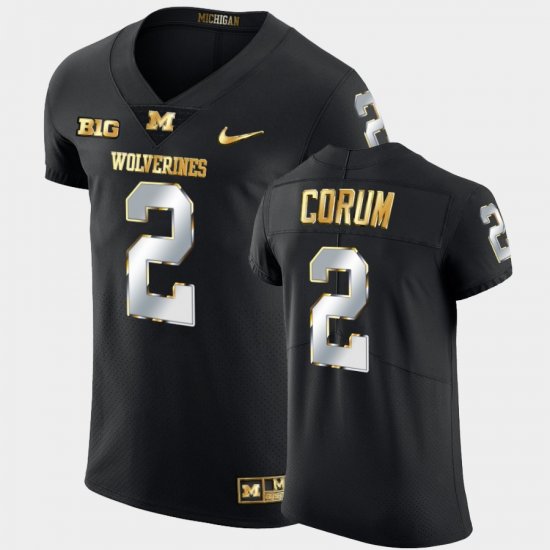 #2 Blake Corum Golden Edition University of Michigan 2021-22 Elite Football Men Black Jersey 128167-537