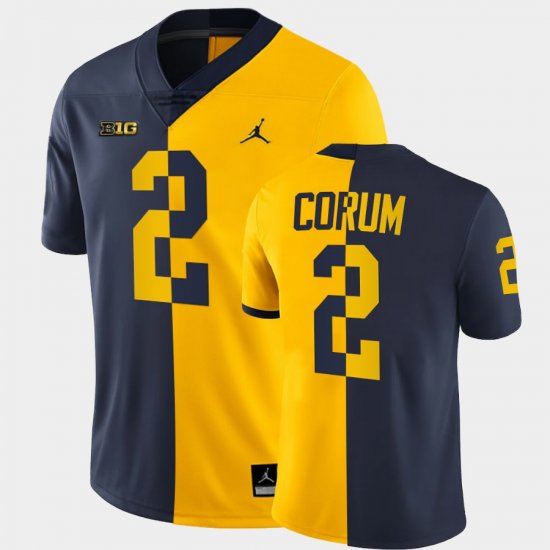 #2 Blake Corum Split Edition Michigan College Football Men\'s Navy Maize Jersey 535197-723