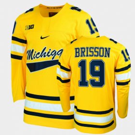 #19 Brendan Brisson College Hockey Michigan Replica Mens Maize Jersey 862743-247