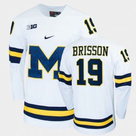 #19 Brendan Brisson College Hockey Wolverines Replica Men White Jersey 293948-450