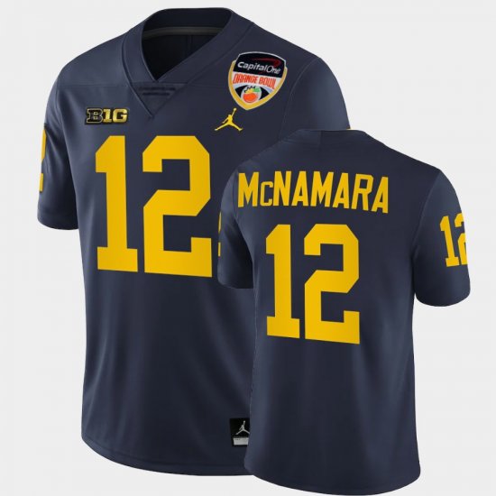 #12 Cade McNamara 2021 Orange Bowl Michigan College Football Playoff Men Navy Jersey 300951-505