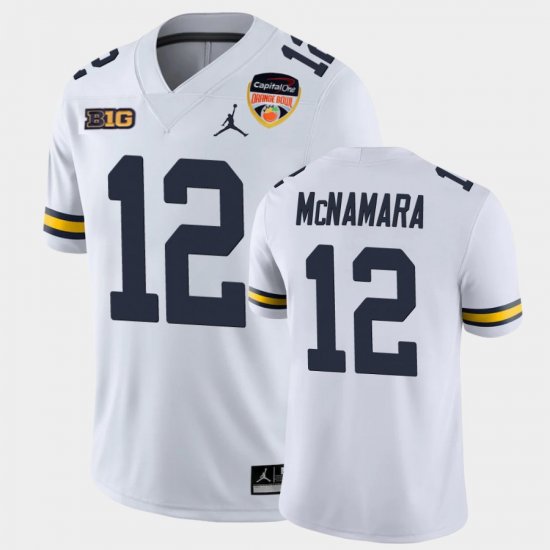 #12 Cade McNamara 2021 Orange Bowl Michigan Game Men White Jersey 967553-174