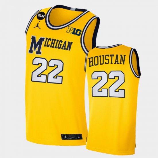 #22 Caleb Houstan Wolverines Limited Basketball Men Maize Jersey 628111-981