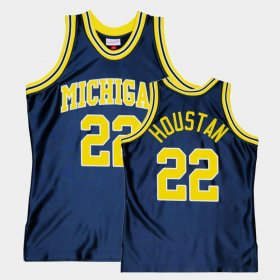 #22 Caleb Houstan Throwback Wolverines College Basketball Men's Navy Jersey 836285-420