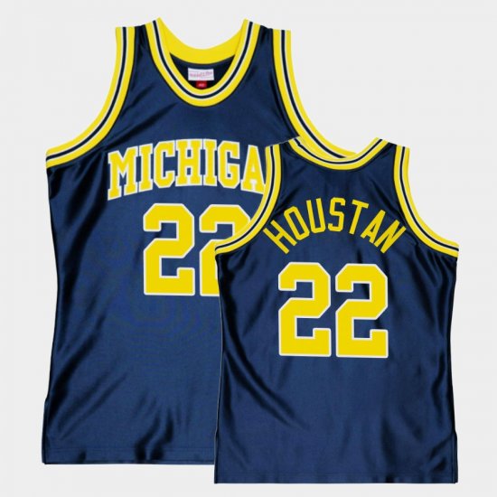 #22 Caleb Houstan Throwback Wolverines College Basketball Men\'s Navy Jersey 836285-420