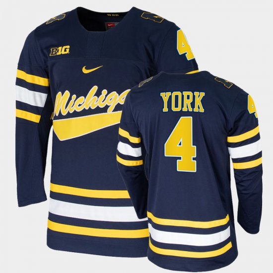 #4 Cam York College Hockey Michigan Wolverines Replica Men\'s Navy Jersey 617514-312