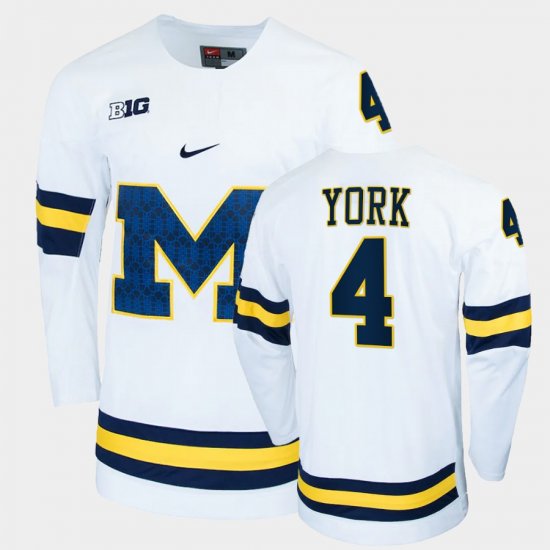 #4 Cam York College Hockey Michigan Wolverines Replica Men\'s White Jersey 548873-347