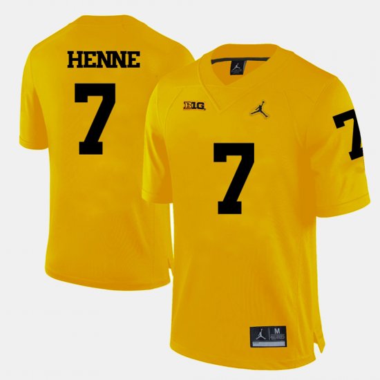 #7 Chad Henne College Football Michigan Men Yellow Jersey 337382-162