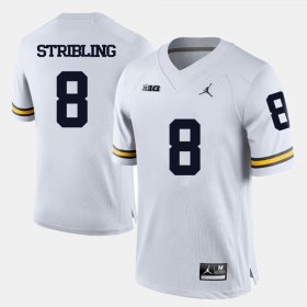 #8 Channing Stribling College Football University of Michigan Men's White Jersey 894364-174