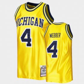 #4 Chris Webber Authentic Michigan Vault 1991-92 Men's Maize Jersey 237157-496