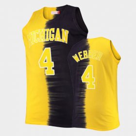 #4 Chris Webber College Basketball Michigan Classic Tie-Dye Color Crash Men Navy Maize Jersey 592840-565