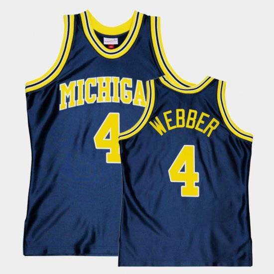 #4 Chris Webber Throwback Michigan Alumni Basketball Mens Navy Jersey 562969-373