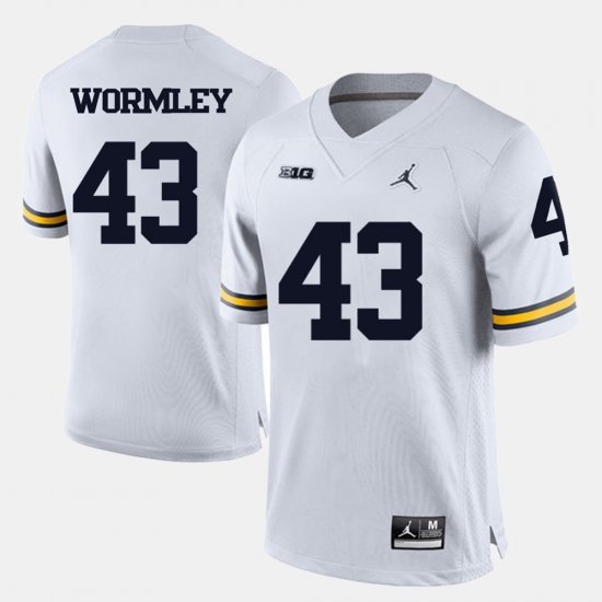 #43 Chris Wormley College Football Michigan Men White Jersey 654121-909