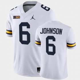 #6 Cornelius Johnson College Football University of Michigan Game Mens White Jersey 369045-145