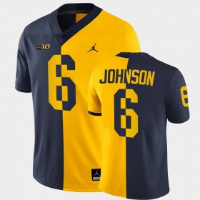 #6 Cornelius Johnson Split Edition Michigan Wolverines College Football Men Navy Maize Jersey 425048-684