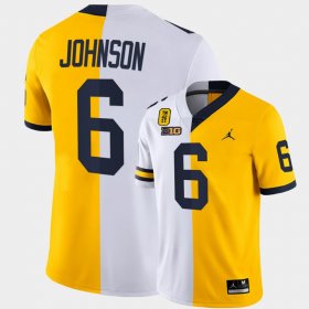 #6 Cornelius Johnson College Football Michigan TM 42 Patch Split Limited Edition Men's White Maize Jersey 884583-607