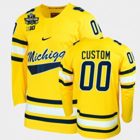 #00 Custom College Hockey Michigan 2022 Frozen Four NCAA Hockey Men Maize Jersey 598048-401 #00 Custom College Hockey Michigan 2022 Frozen Four NCAA Hockey Men Maize Jersey 598048-401