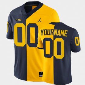 #00 Custom Split Edition Michigan Wolverines College Football Men Navy Maize Jersey 907333-714 #00 Custom Split Edition Michigan Wolverines College Football Men Navy Maize Jersey 907333-714