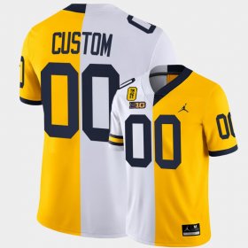 #00 Custom College Football Michigan Wolverines TM 42 Patch Split Limited Edition Men White Maize Jersey 278440-327 #00 Custom College Football Michigan Wolverines TM 42 Patch Split Limited Edition Men White Maize Jersey 278440-327