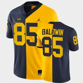 #85 Daylen Baldwin Split Edition Michigan College Football Men Navy Maize Jersey 285175-918