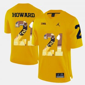 #21 Desmond Howard Player Pictorial Michigan Wolverines Men's Yellow Jersey 649850-888