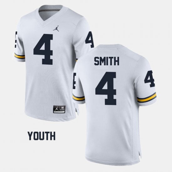 #4 De\'Veon Smith College Football Michigan Youth White Jersey 959931-929