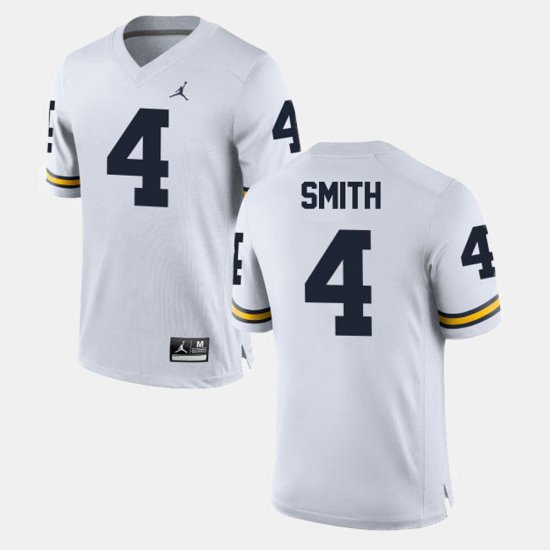 #4 De\'Veon Smith College Football Michigan Men\'s White Jersey 819081-542