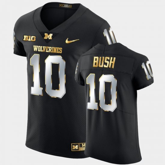 #10 Devin Bush Golden Edition Michigan Alumni Men\'s Black Jersey 460892-232